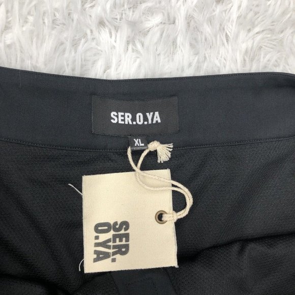Ser.O.Ya Seroya Athletic Pleated Shorts Size XL Solid Black Logo NWT - Picture 4 of 11